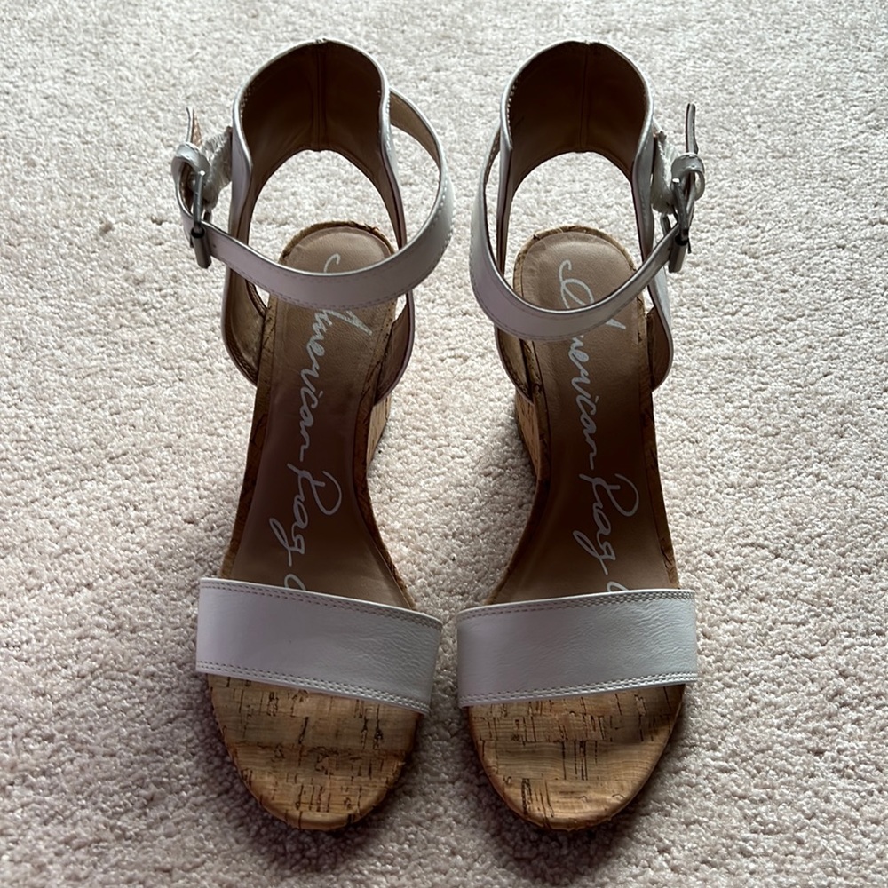 White cork wedge sandals size 7.5 by American Rag